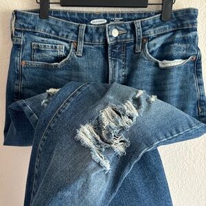 OG Straight 8 Old Navy Women's Distressed Blue Skinny Jeans